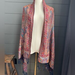 Elegant Cashmere Paisley Jewel Tone Scarf Shawl in Jewel Tones Boho Gypsy Flowy